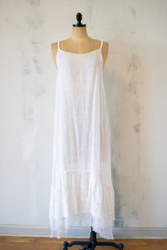 Krista Larson; Straight Linen Slip with Tulle Hem