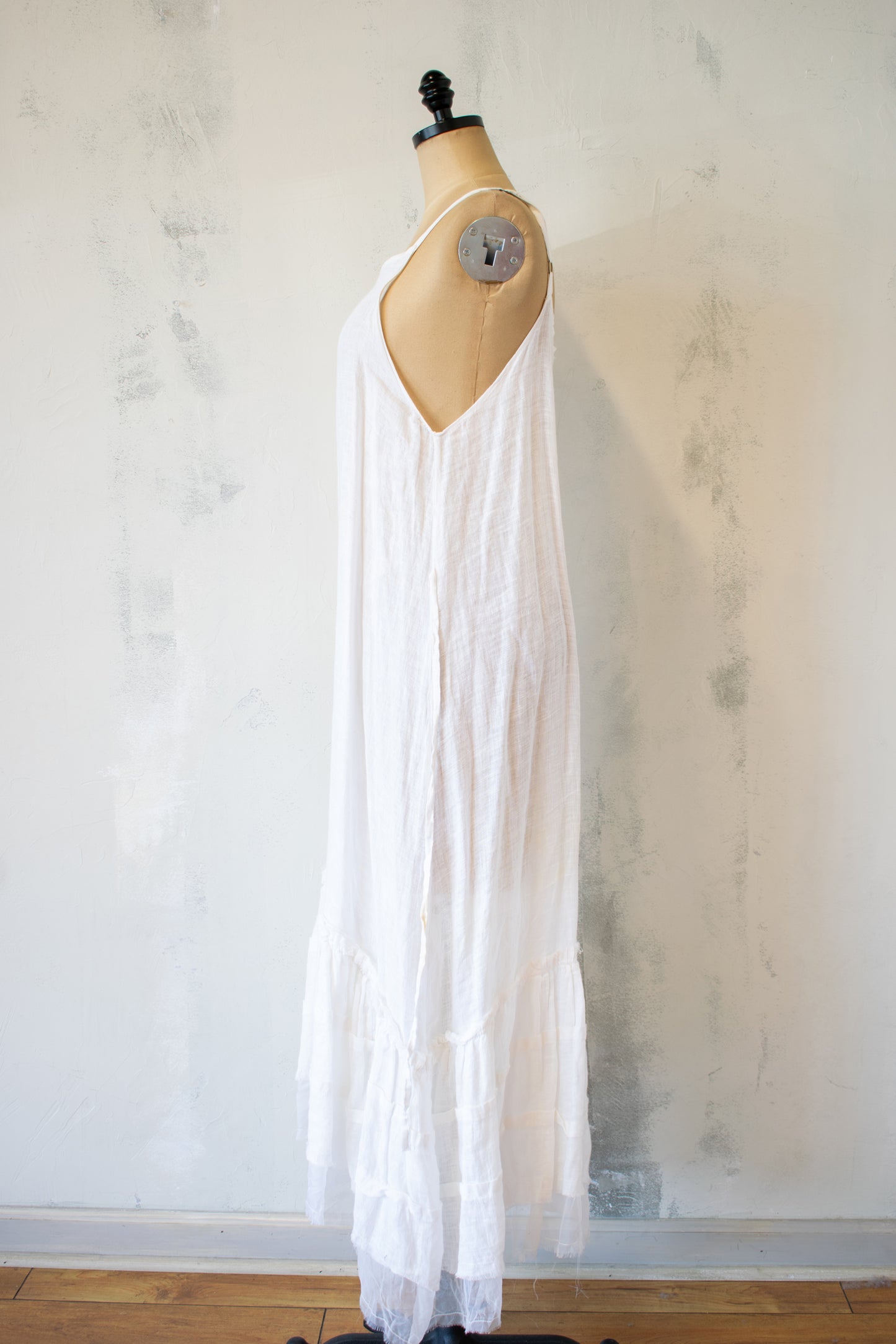 Krista Larson; Straight Linen Slip with Tulle Hem