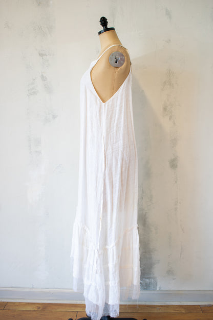 Krista Larson; Straight Linen Slip with Tulle Hem