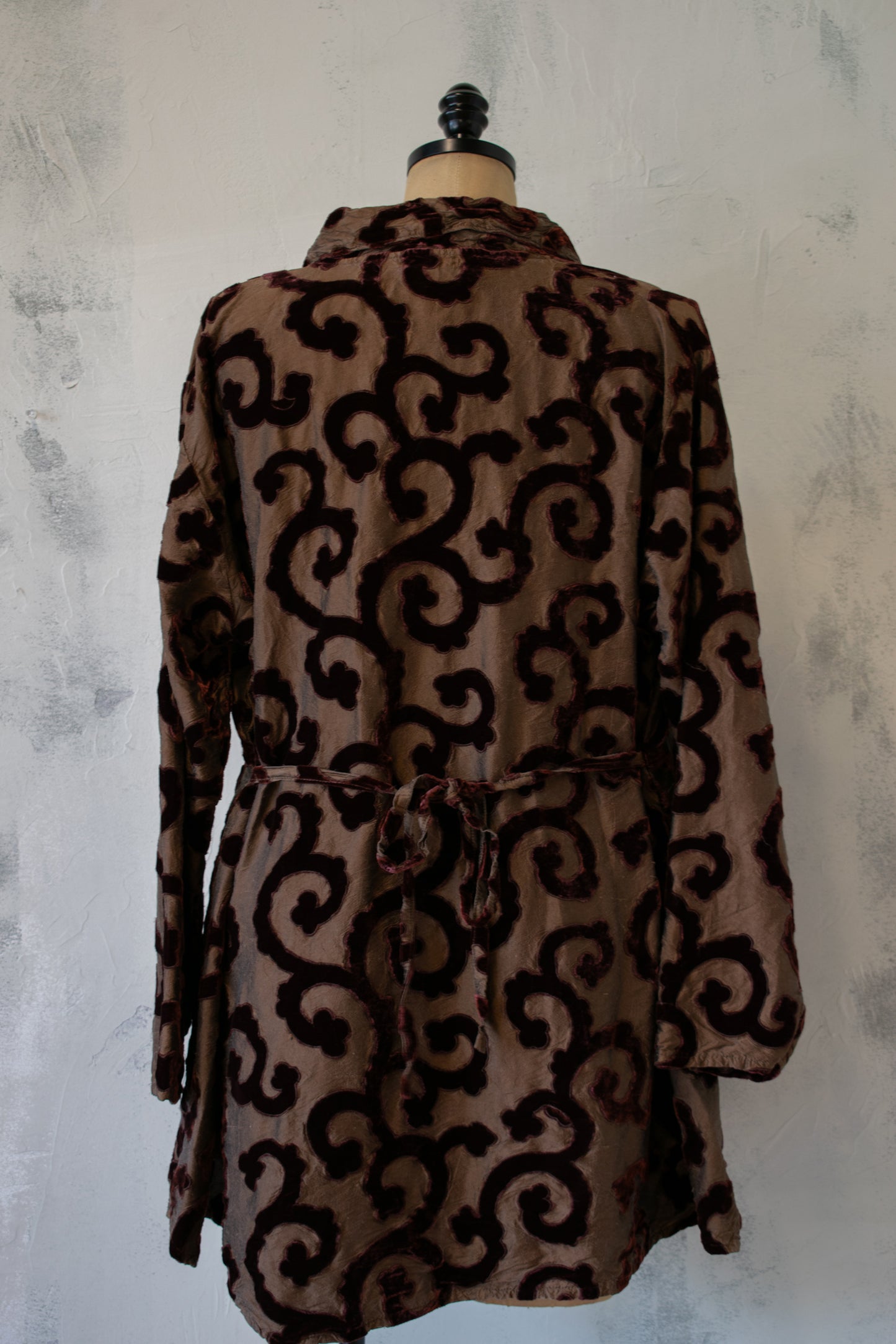 Krista Larson; Silk and Velvet Jacket Shirt in Brown