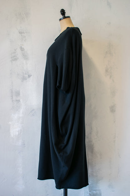 NRK; Kai Dress, French Terry Cocoon Dress in Black