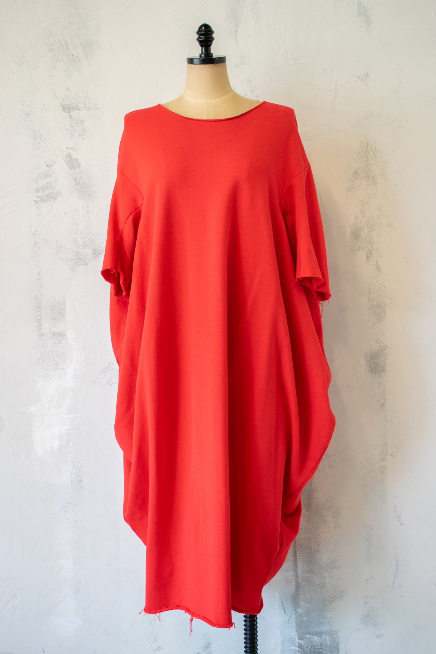 NRK; Kai Dress, French Terry Cocoon Dress in Red