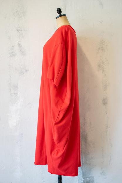 NRK; Kai Dress, French Terry Cocoon Dress in Red