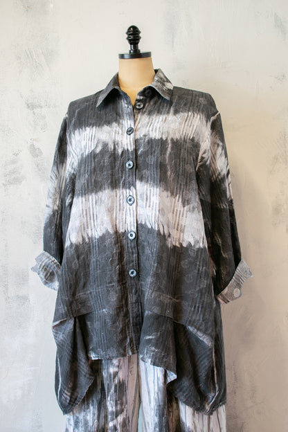 Dress To Kill; Coming and Going Shirt in Hand Dyed Grey and White