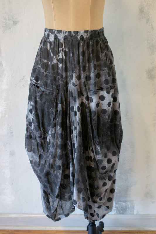 Dress To Kill Hand Painted Full Skirt in Grey Polka Dot