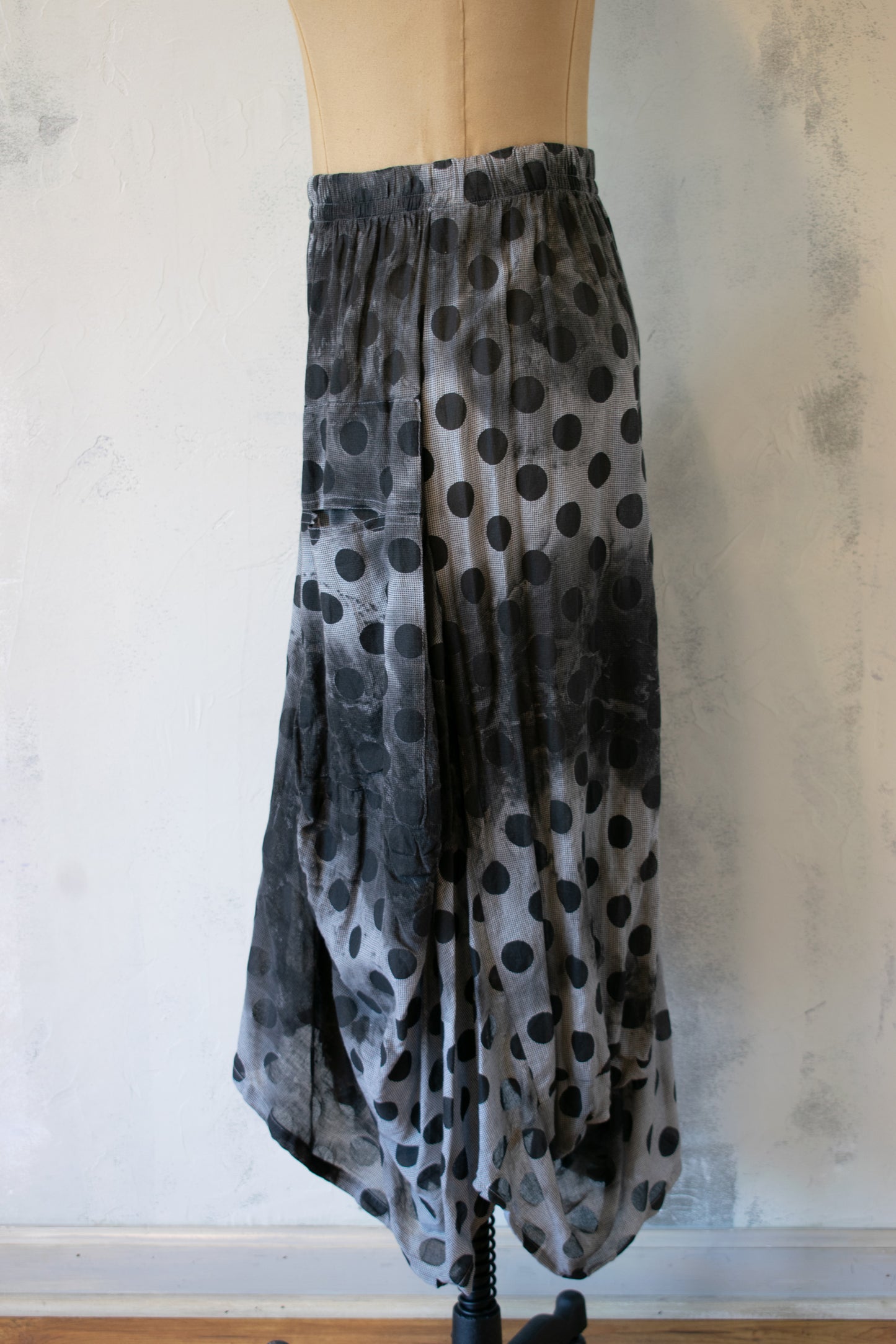 Dress To Kill Hand Painted Full Skirt in Grey Polka Dot