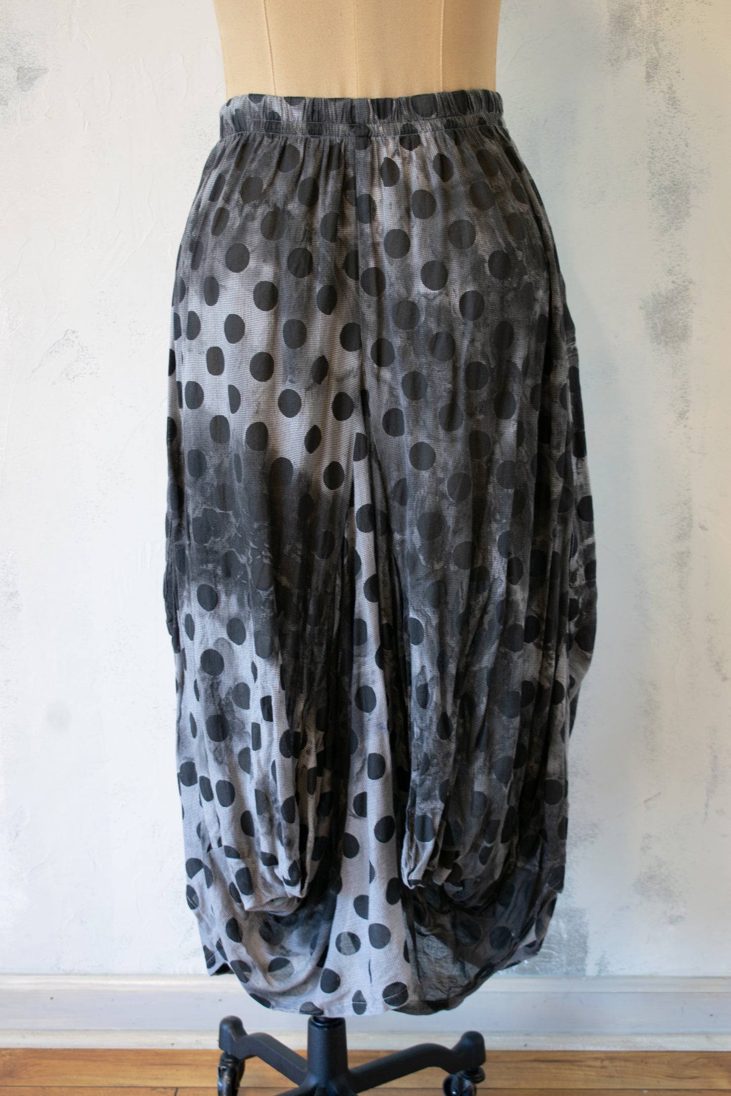 Dress To Kill Hand Painted Full Skirt in Grey Polka Dot