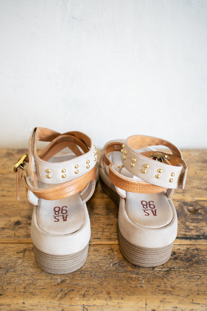 AS98: Bone Leather Sandal with Adjustable Straps