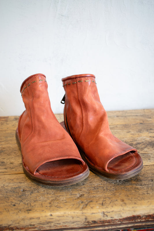 AS98: Rust Zip Up Gladiator Sandal