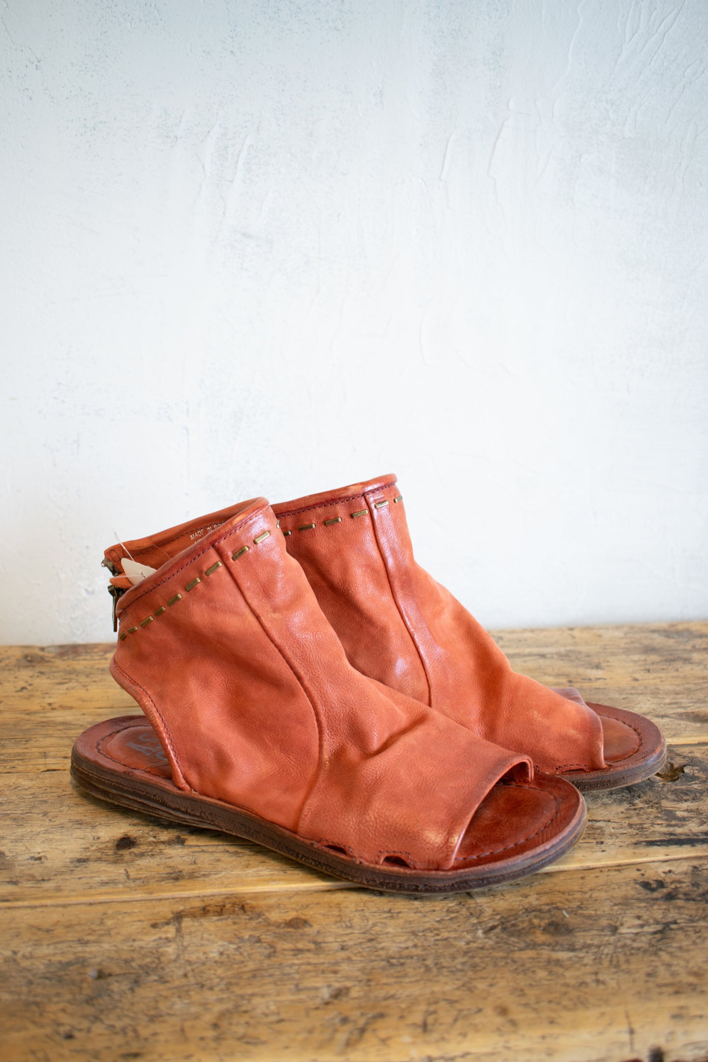 AS98: Rust Zip Up Gladiator Sandal