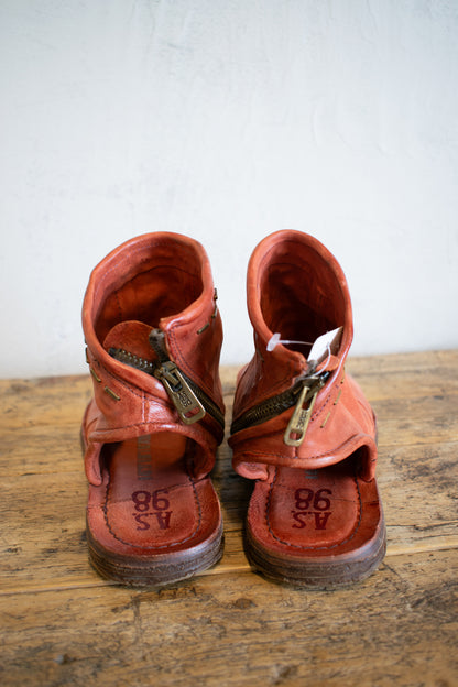 AS98: Rust Zip Up Gladiator Sandal