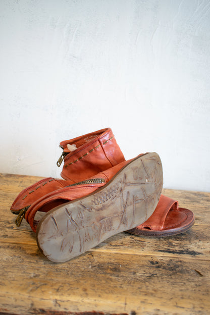 AS98: Rust Zip Up Gladiator Sandal