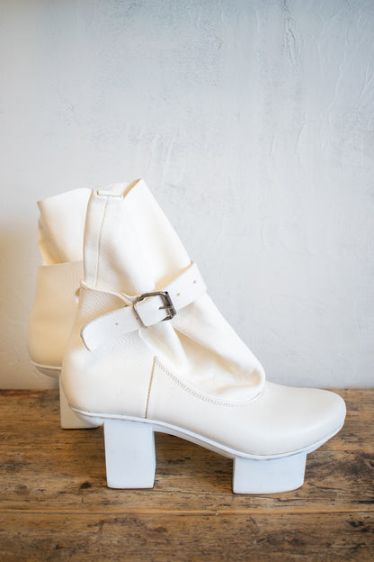 Trippen: Cream Leather Pull On Platform Boot