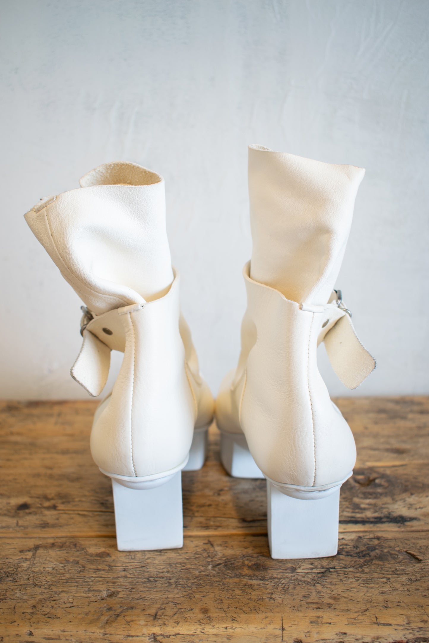 Trippen: Cream Leather Pull On Platform Boot