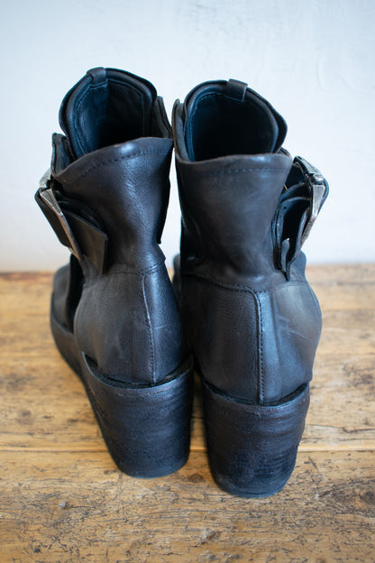 AS98: Platform Heel Peep Toe Boot