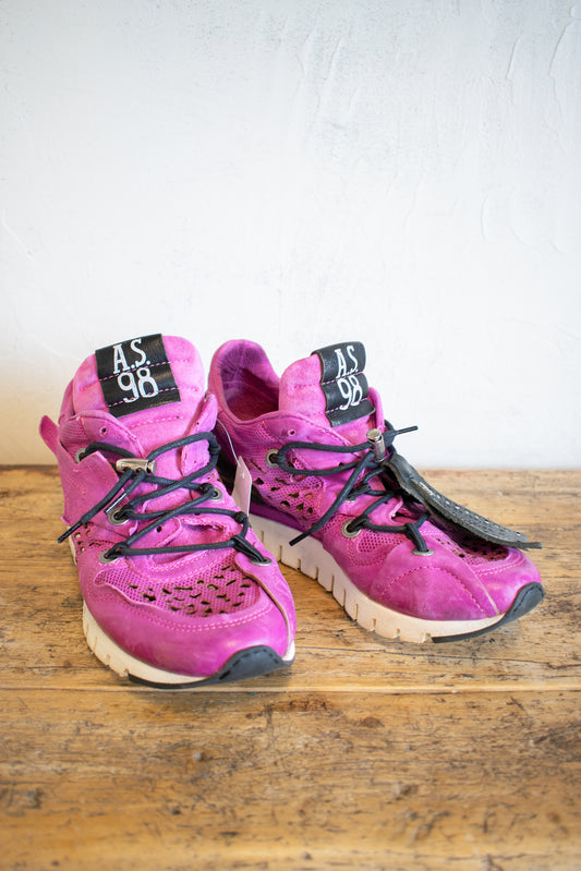 AS98: Fuchsia Leather Cutout Sneaker