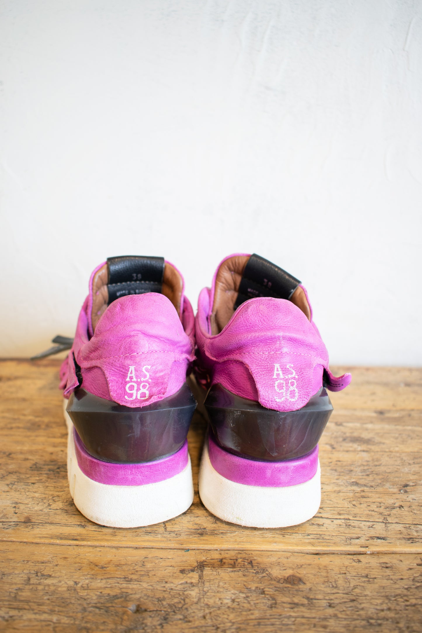 AS98: Fuchsia Leather Cutout Sneaker