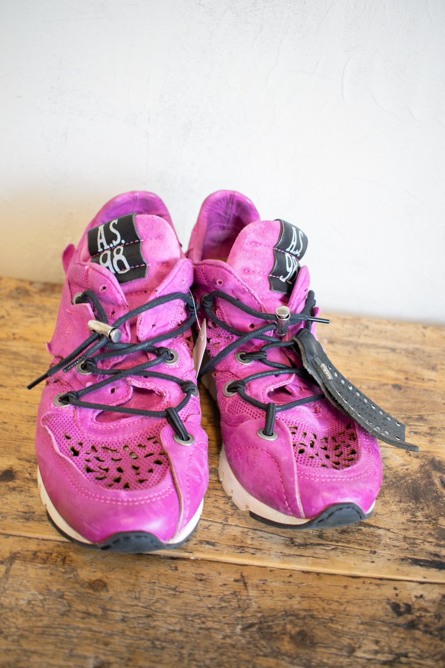 AS98: Fuchsia Leather Cutout Sneaker