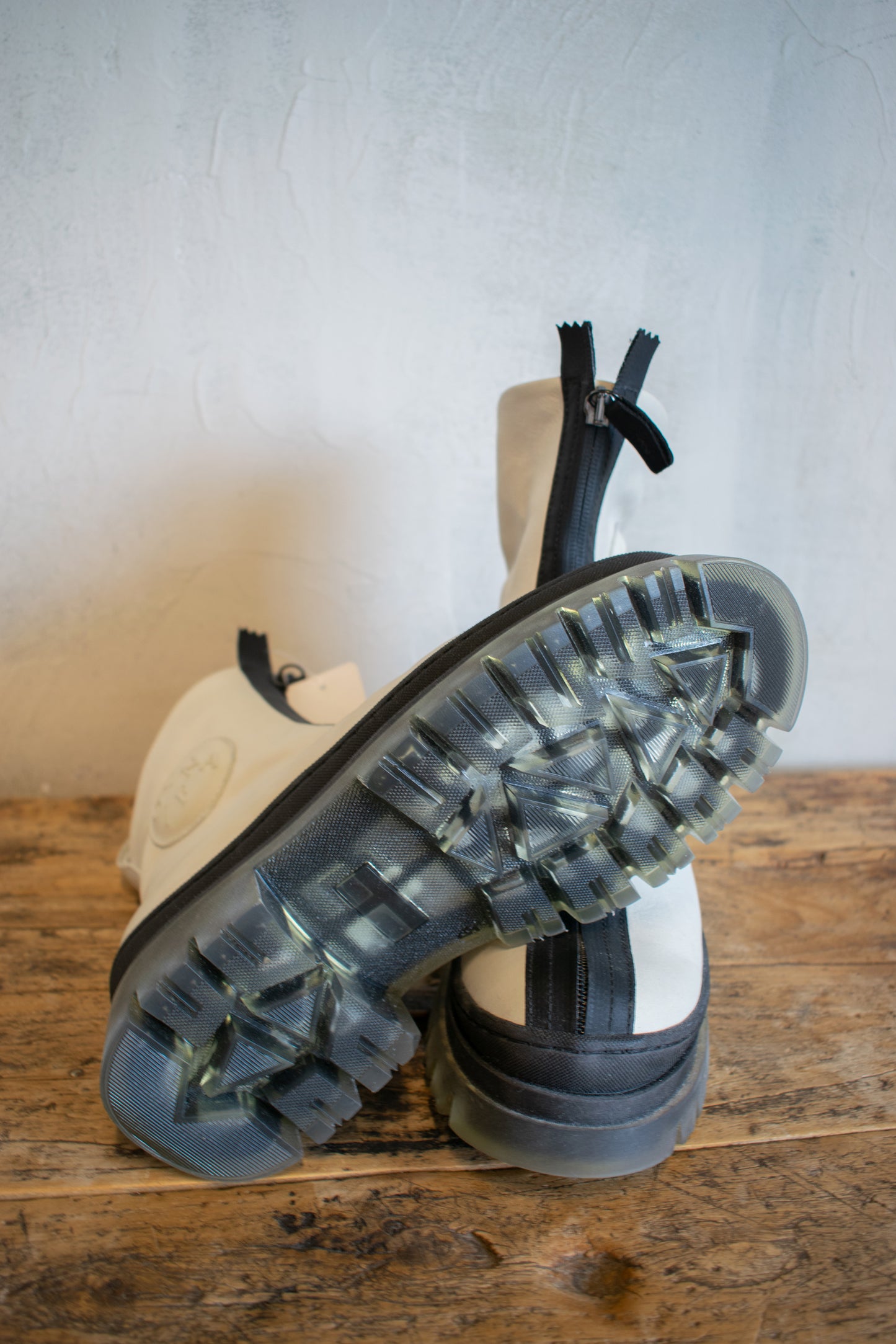 Lofinas: White Leather Zip Front Boot