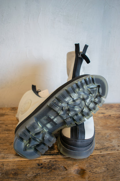 Lofinas: White Leather Zip Front Boot