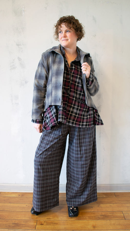 Betsy Crop Mock Welt Jacket in Faded Grey