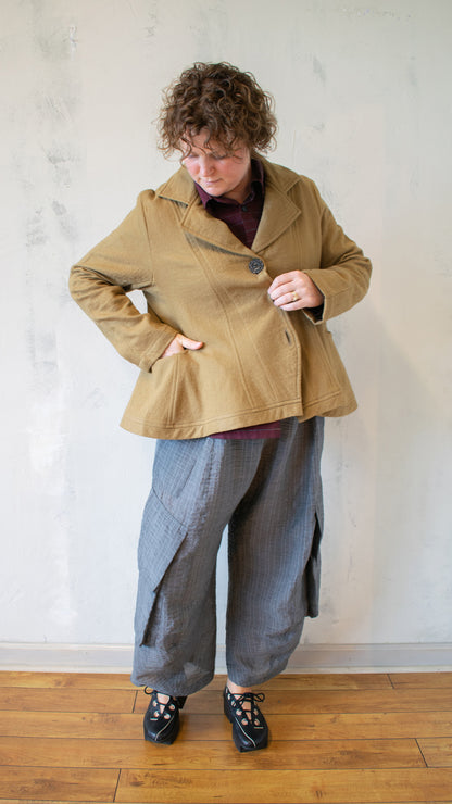 Wool Kam Coat in Mustard