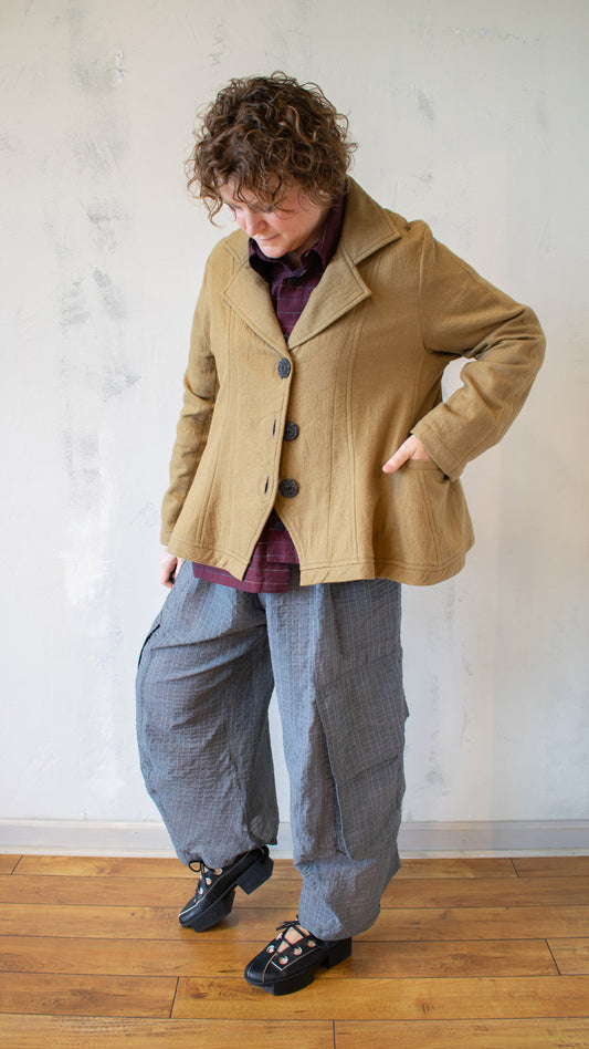 Wool Kam Coat in Mustard