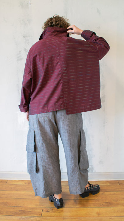 Striped Hi-Lo Shirt in Burgundy