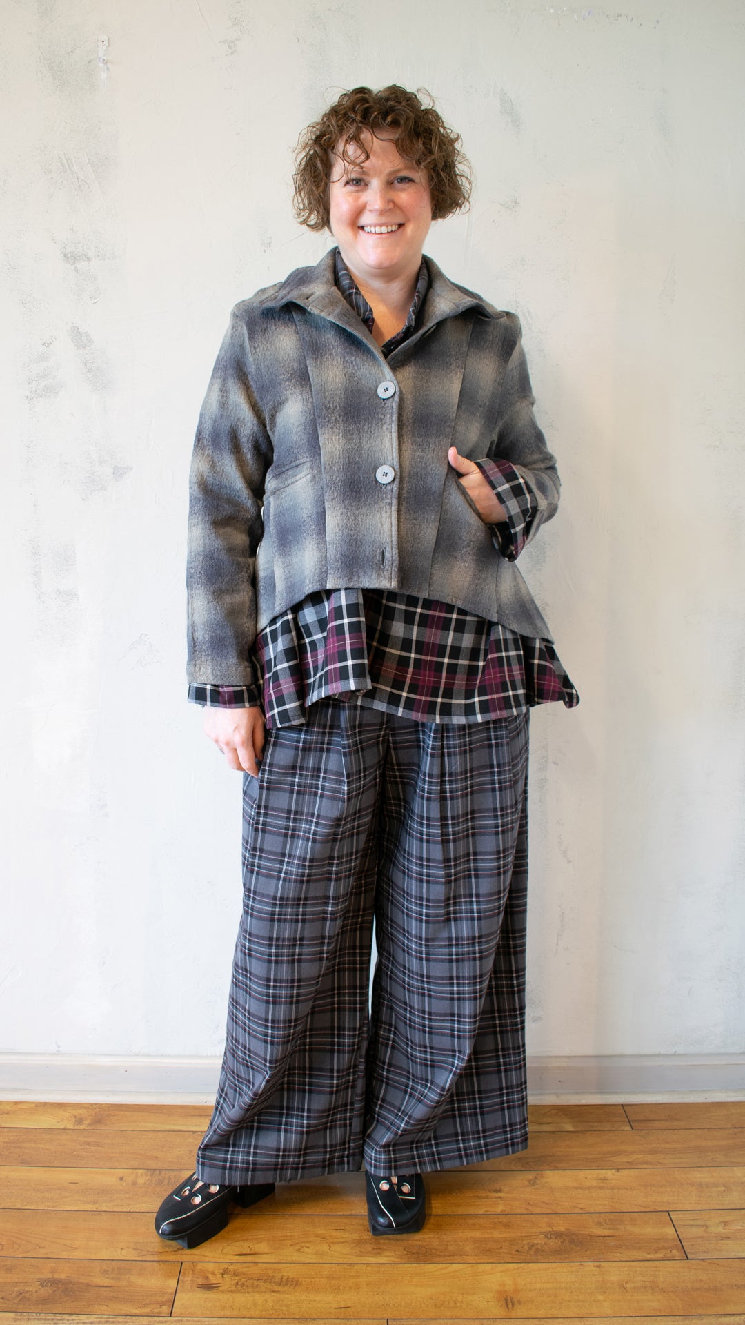 Betsy Crop Mock Welt Jacket in Faded Grey