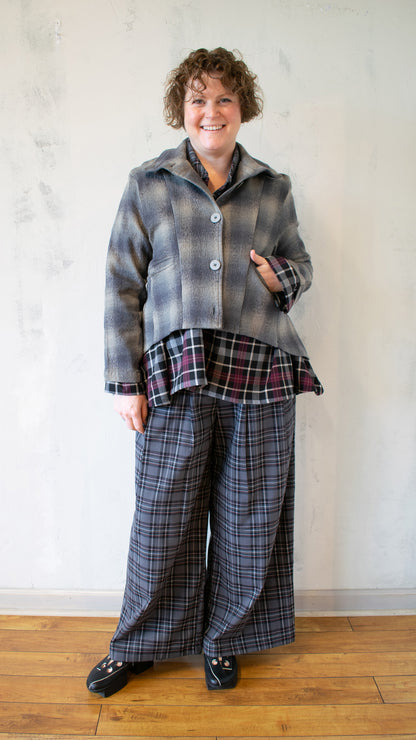 Betsy Crop Mock Welt Jacket in Faded Grey