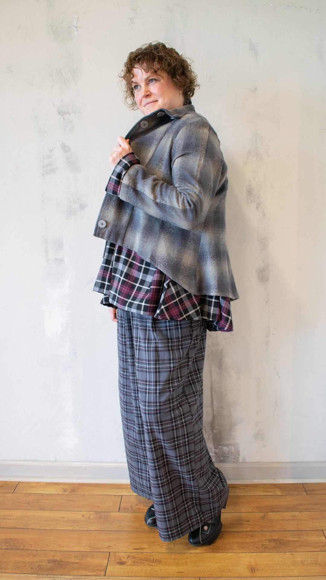 Betsy Crop Mock Welt Jacket in Faded Grey