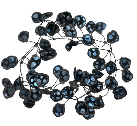 Silk Dot in Black with Blue Metallic