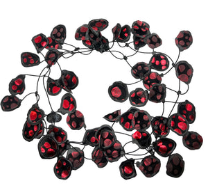 Silk Dot in Black with Crimson Dots