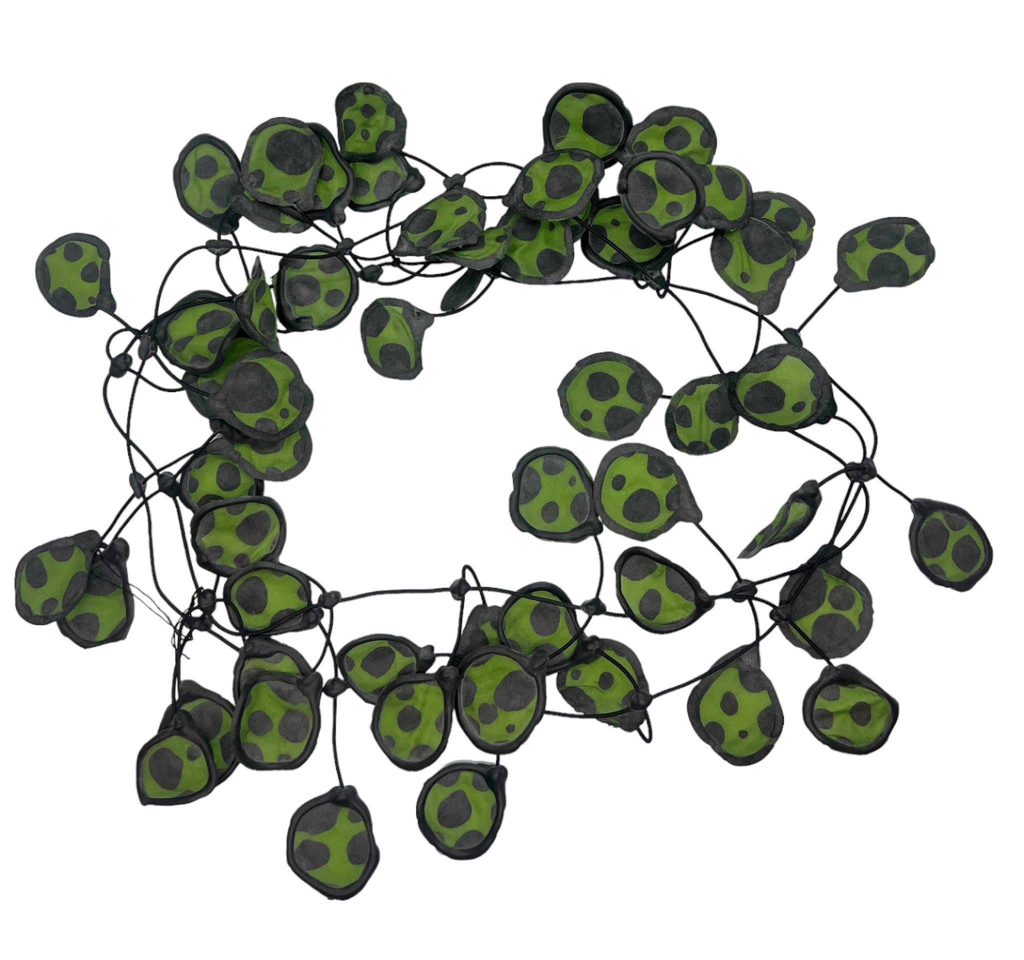 Silk Dot in Green with Black Dot
