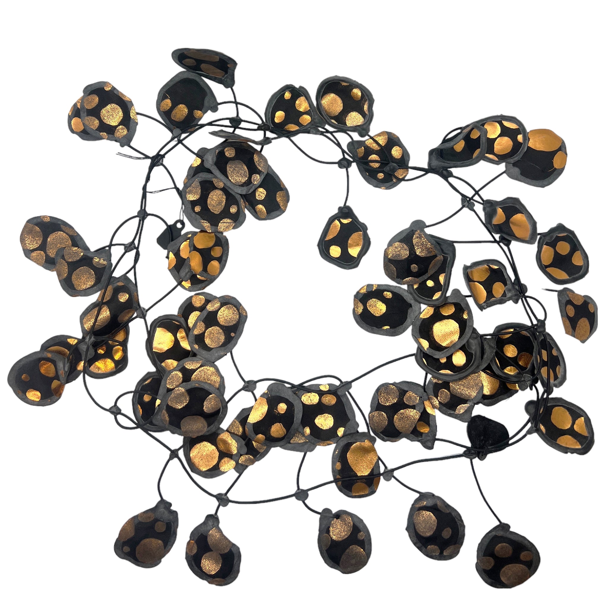 Silk Dot in Black with Gold Metallic
