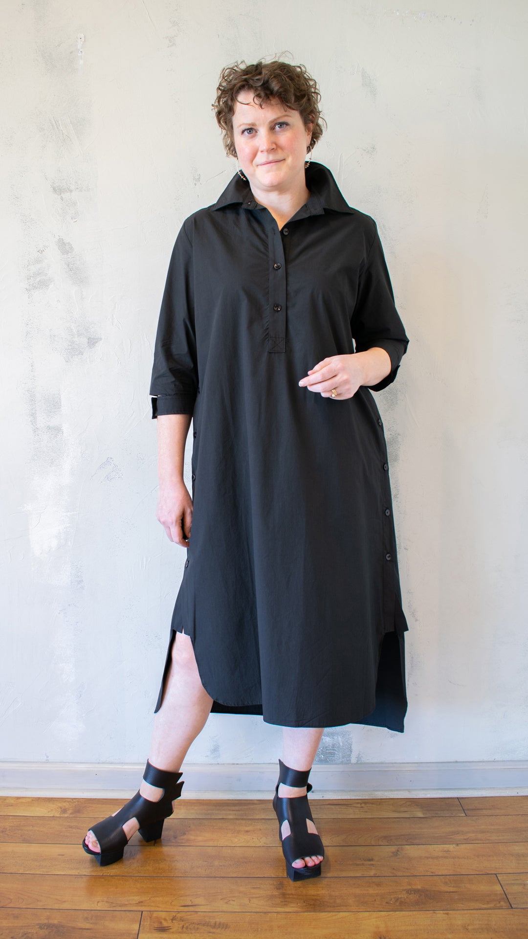 Cate Shirt Dress in Black