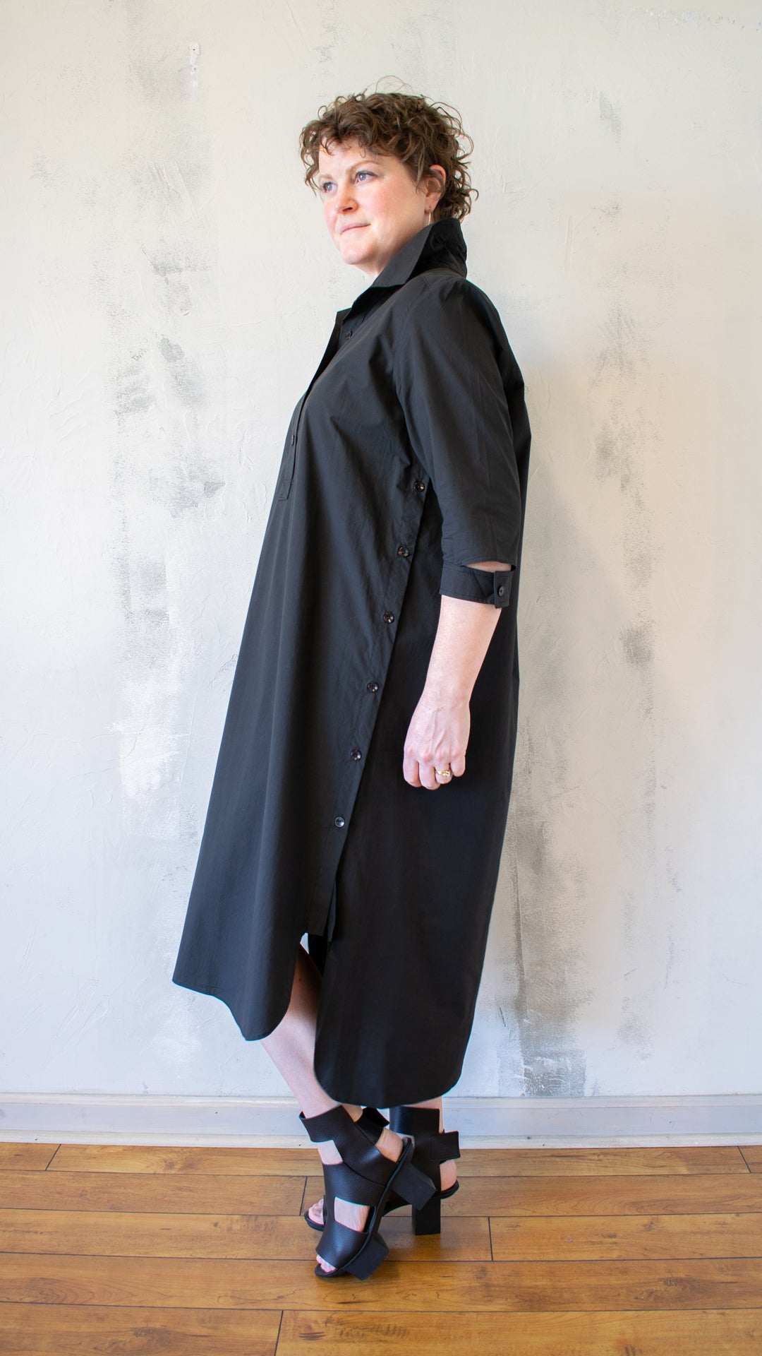 Cate Shirt Dress in Black