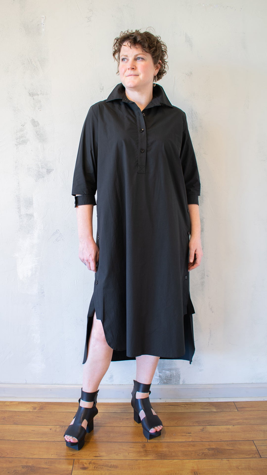 Cate Shirt Dress in Black