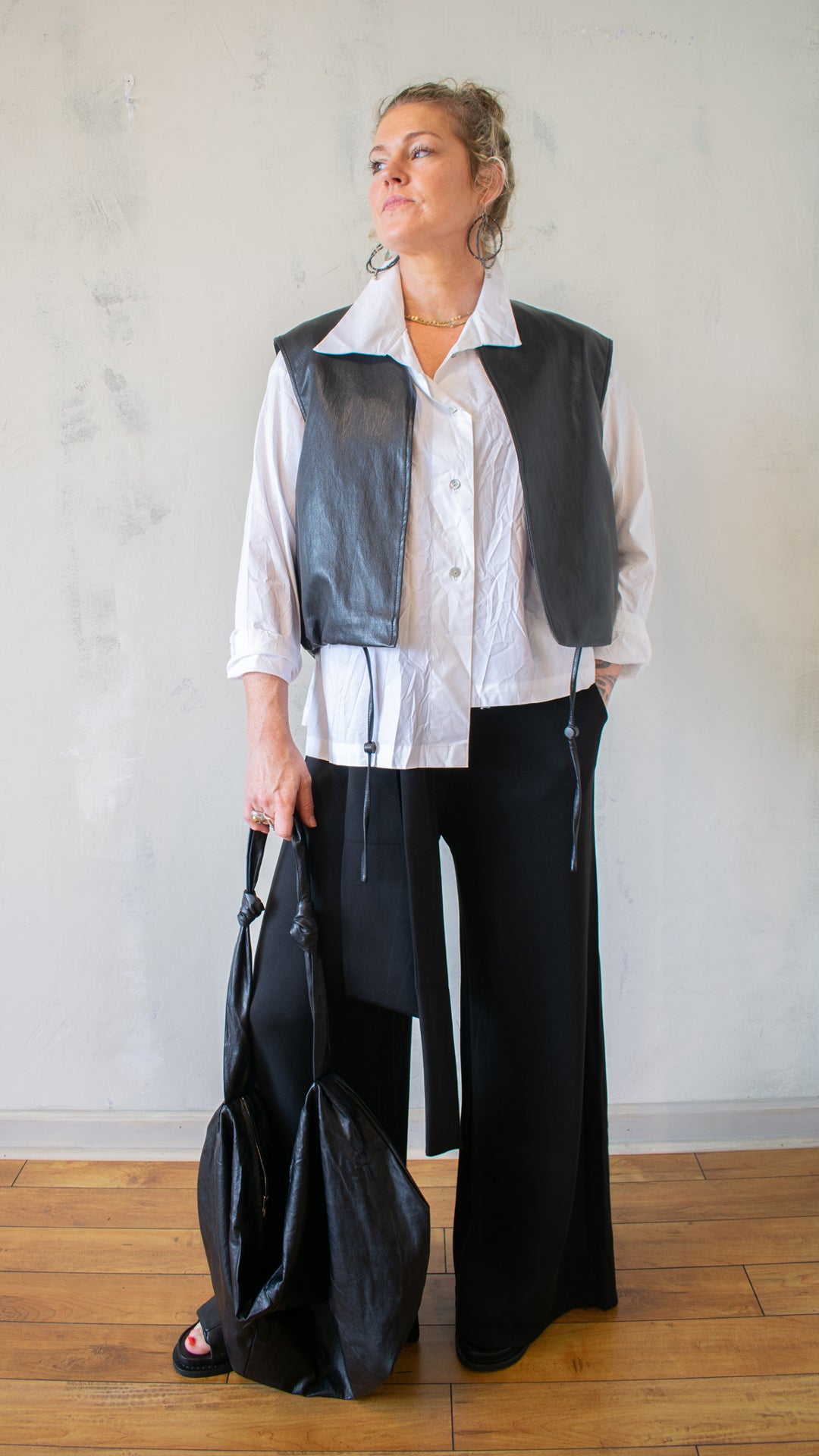 Drawstring Faux Leather Vest (Multiple Colors)