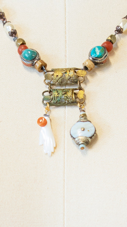 Pearl Chain with Hand Carved Pendant