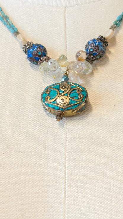 Turquoise Inlay Pendant Choker