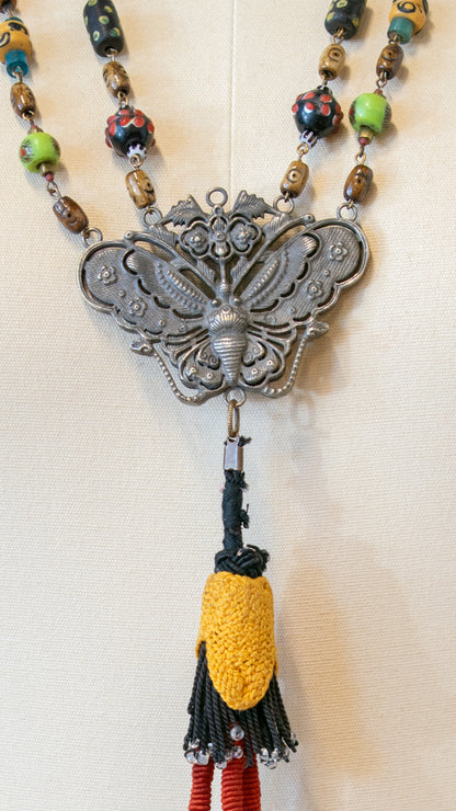 Butterfly Pendant Tassel Necklace