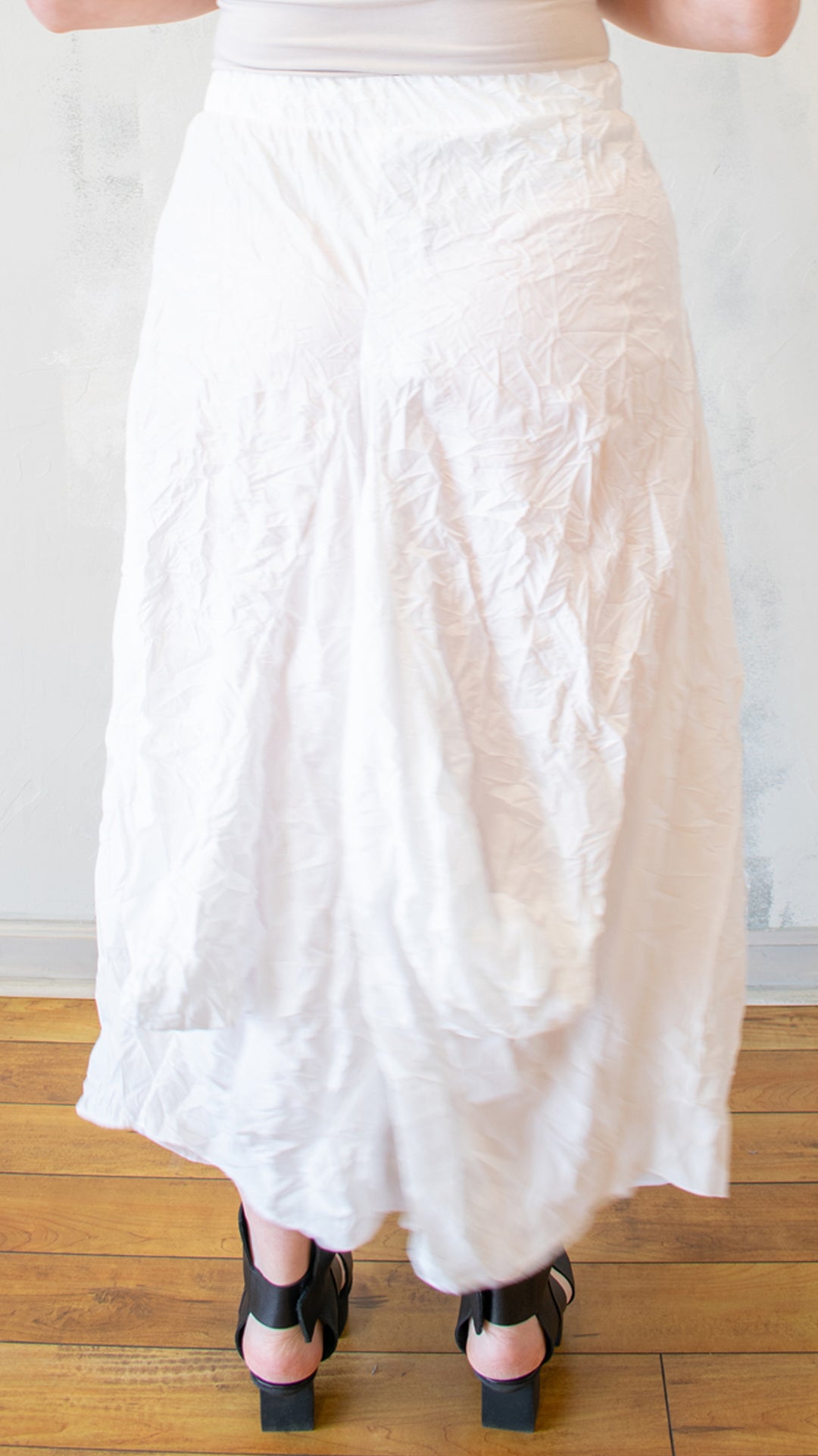 Crinkle Taffeta Pant in White