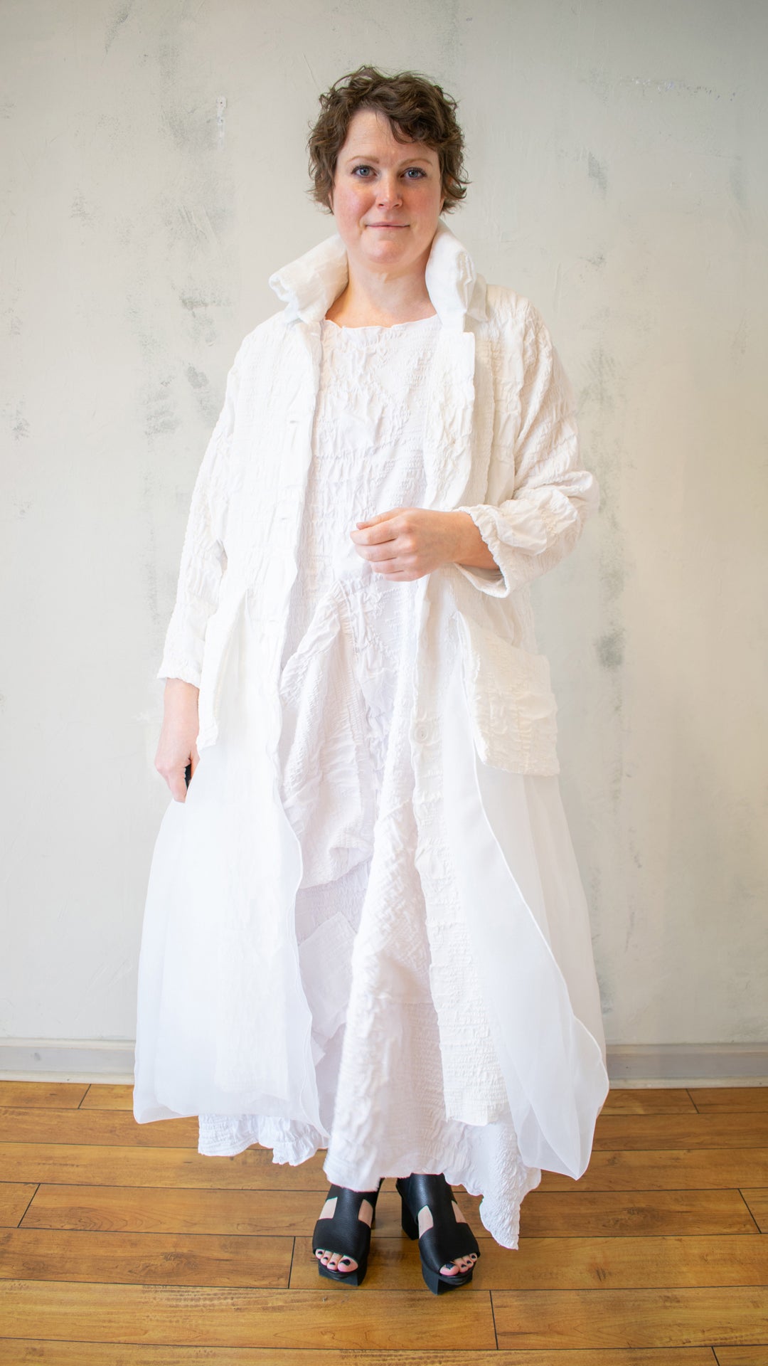 Pucker Knit Tulle Jacket