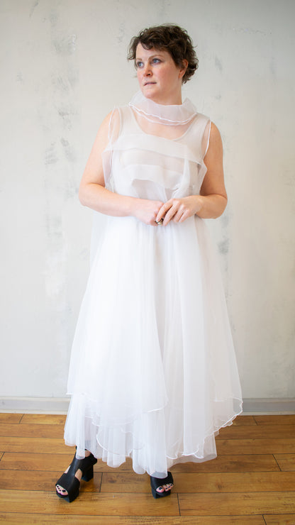 Mesh Cowl Topper in White