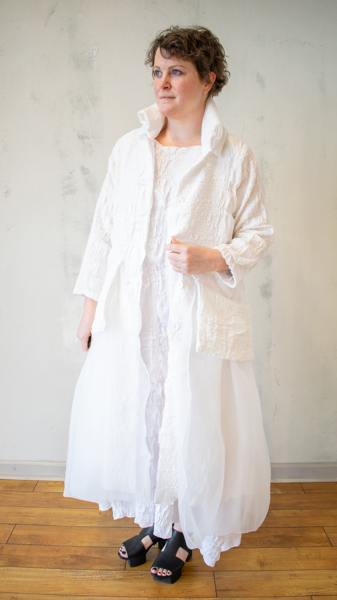 Pucker Knit Tulle Jacket