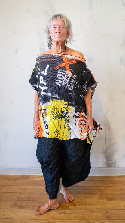 Pleated Graffiti Top