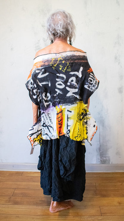 Pleated Graffiti Top