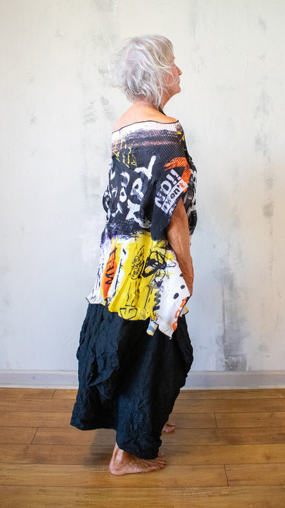 Pleated Graffiti Top
