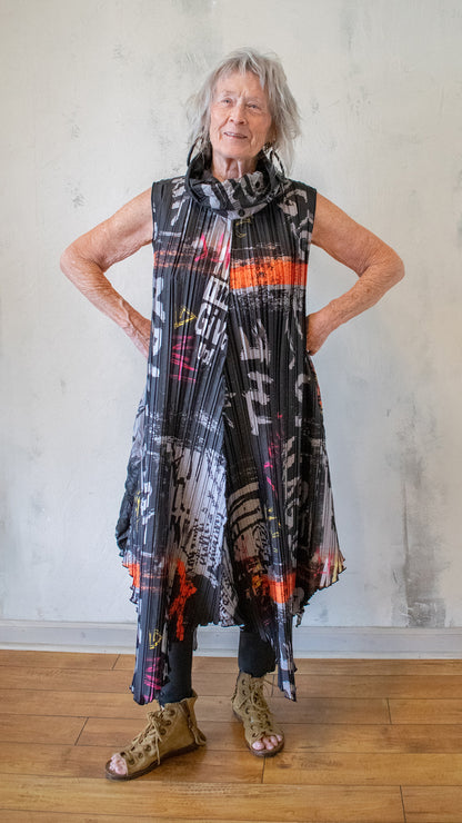 Graffiti Pleat Tunic Dress